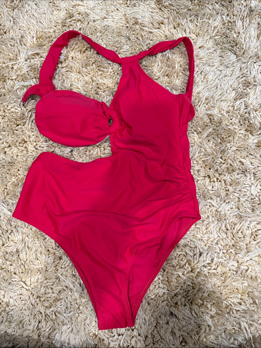 Girls' Hot Pink One-Piece Swimsuit with Cutout